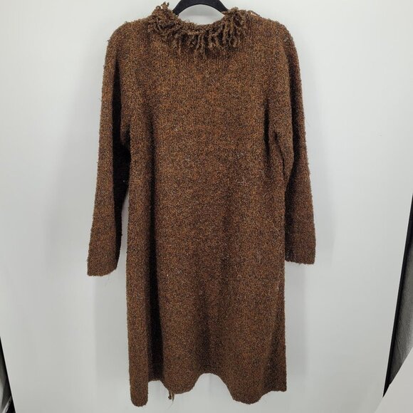 Clothes womens large brown metallic long duster cardigan coat acrylic blend - Picture 2 of 10